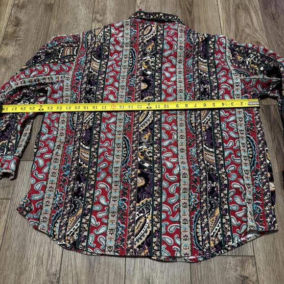 Vintage 90s Corduroy Paisley Art Button Shirt CM Company - Picture 5 of 6